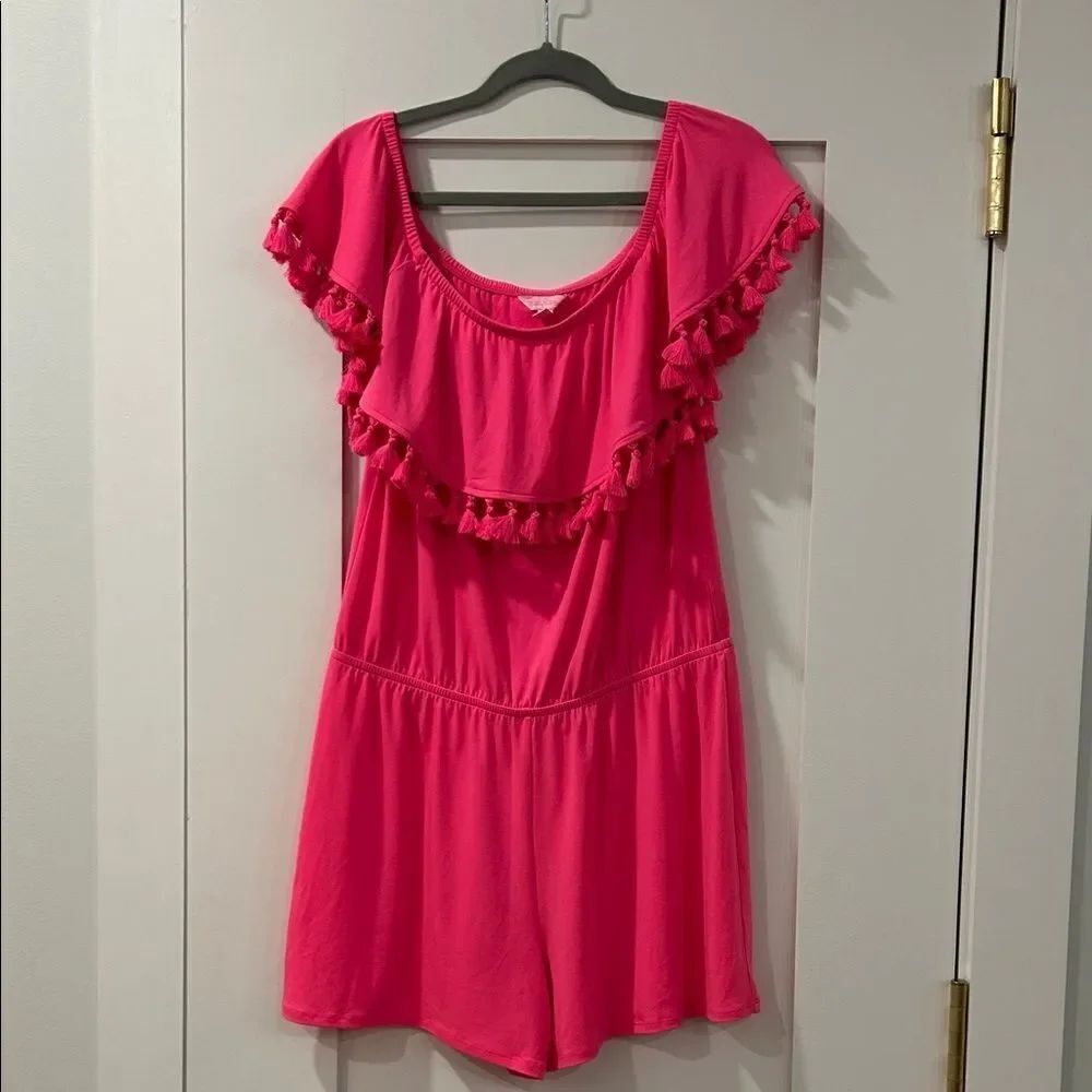 Lilly Pulitzer Pink Ruffle Romper, Size Large